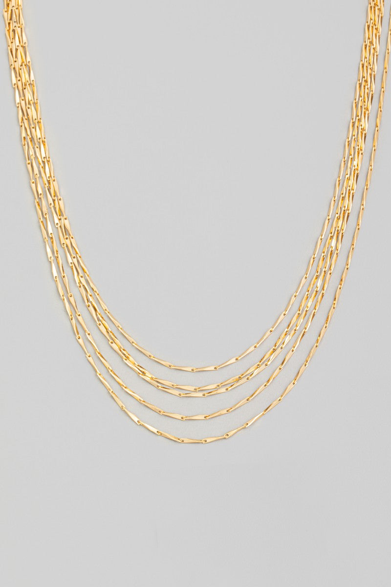 Layered Metallic Triangular Chain Link Necklace