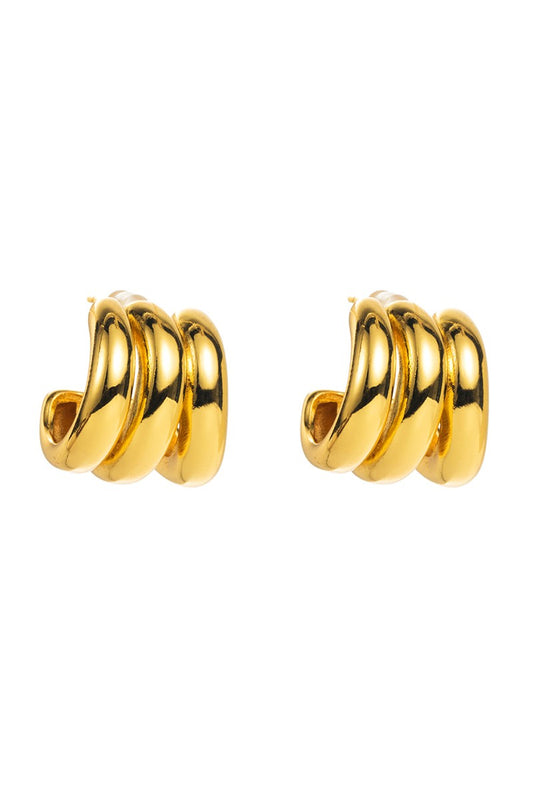18K Gold Plated Copper Triple Chunky Hoops Earring