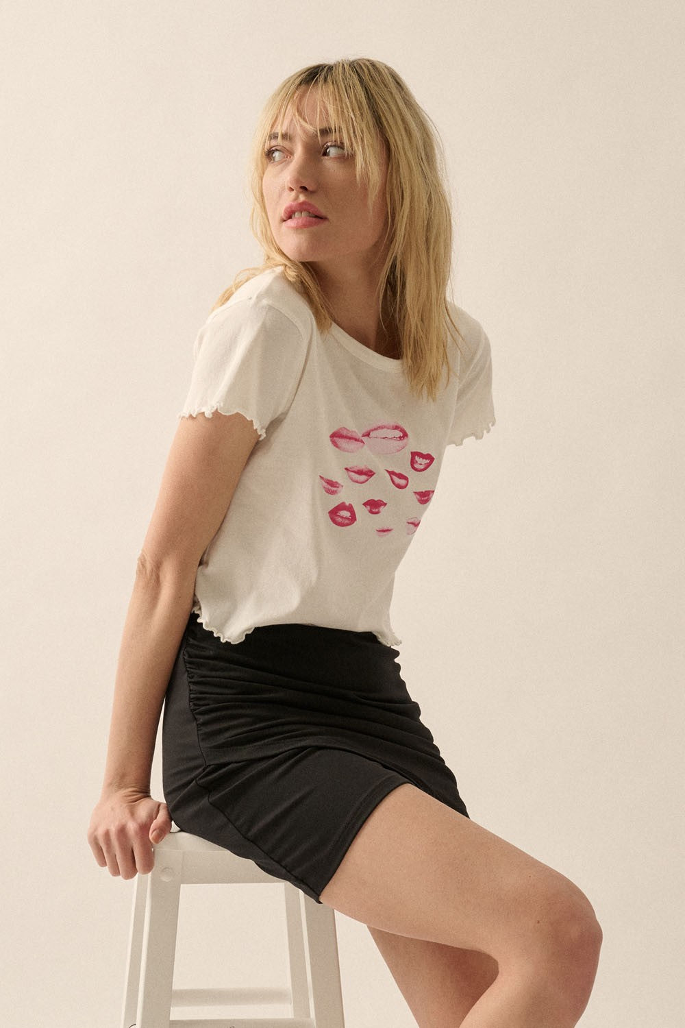 Pink Lips Lettuce Edge Tee