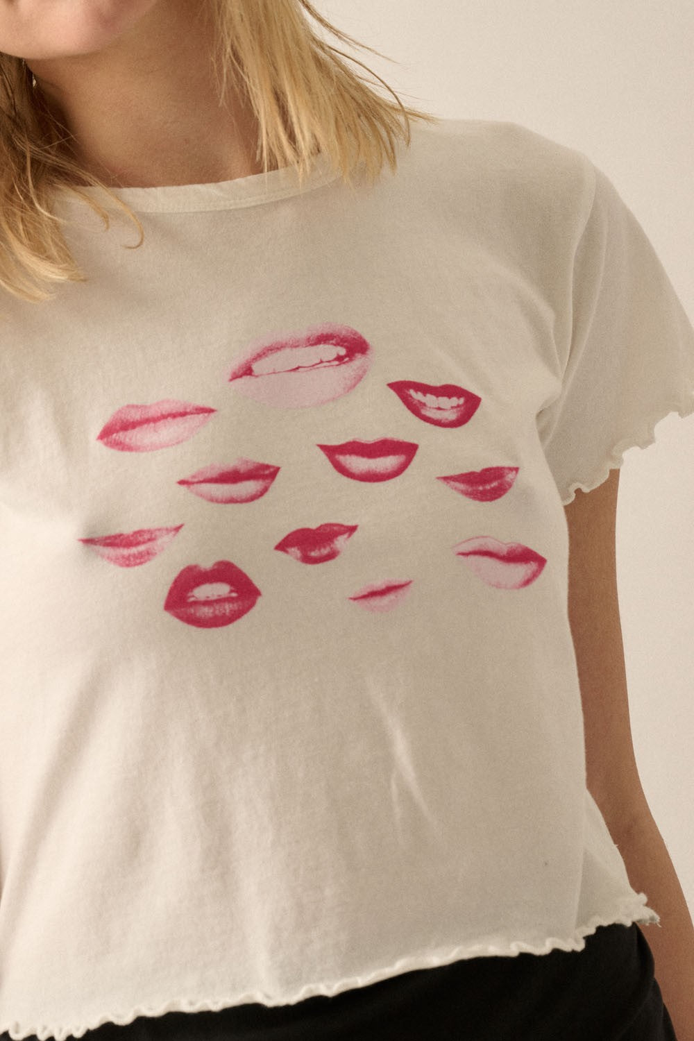 Pink Lips Lettuce Edge Tee