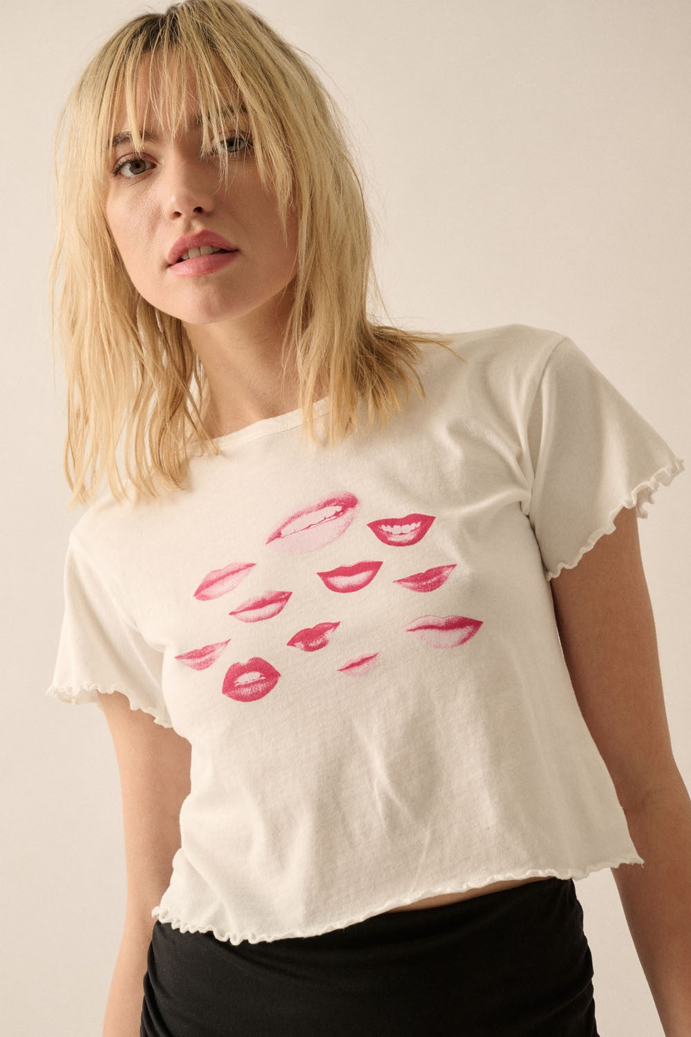 Pink Lips Lettuce Edge Tee