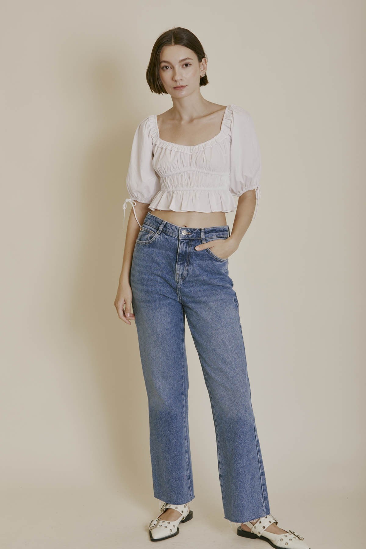 Aureum Eleanora Poplin Elasticated Crop Top