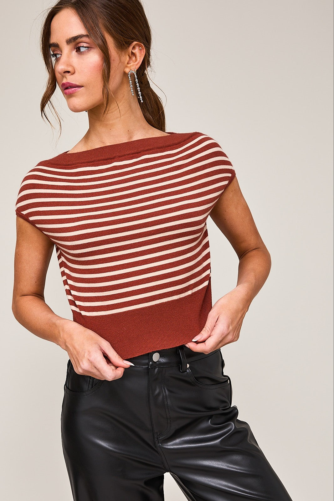 Off Shoulder Crop Sweater Top