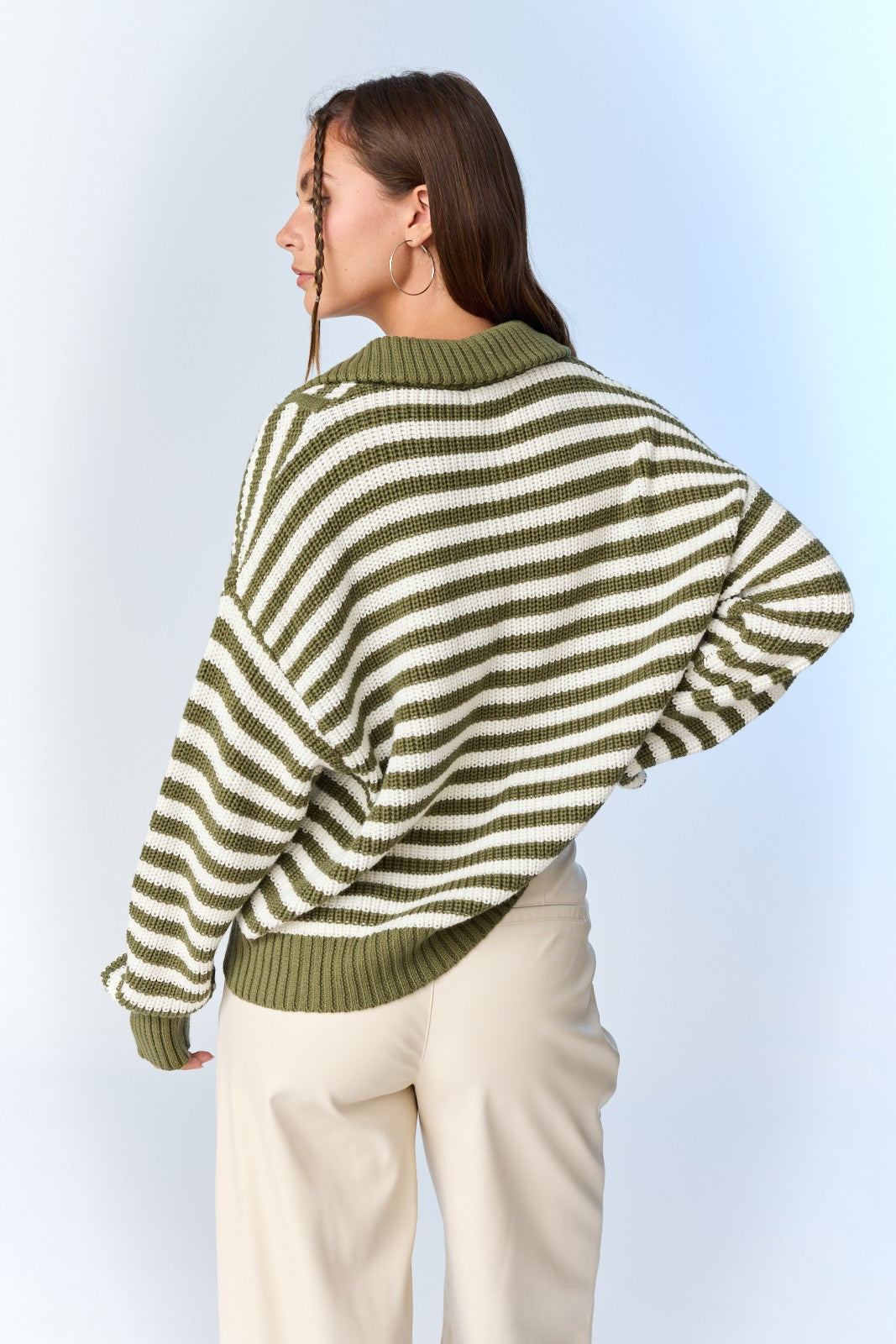 Melody Half-Zip Stripe Sweater