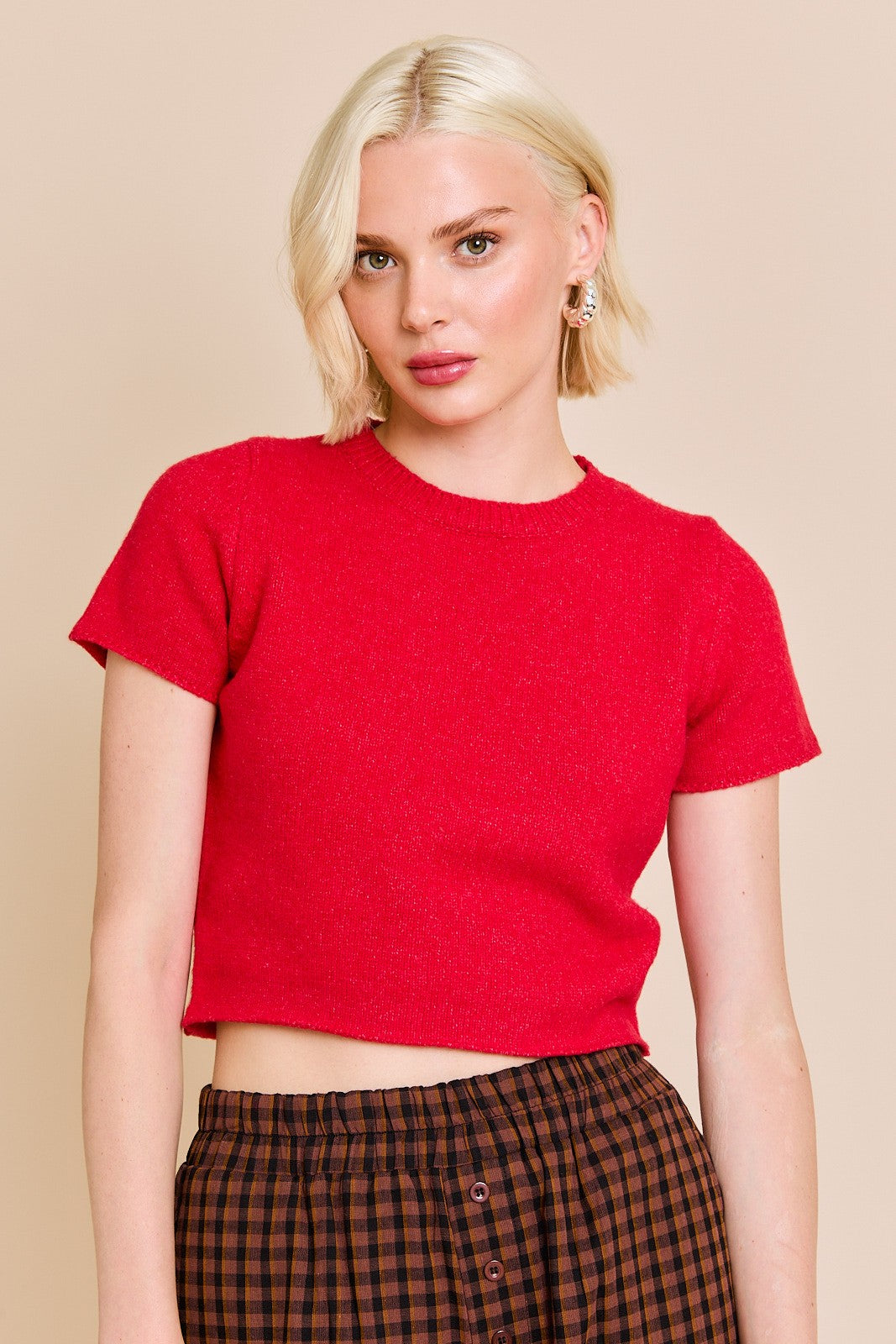 Short Sleeve Cropped Sweater Top