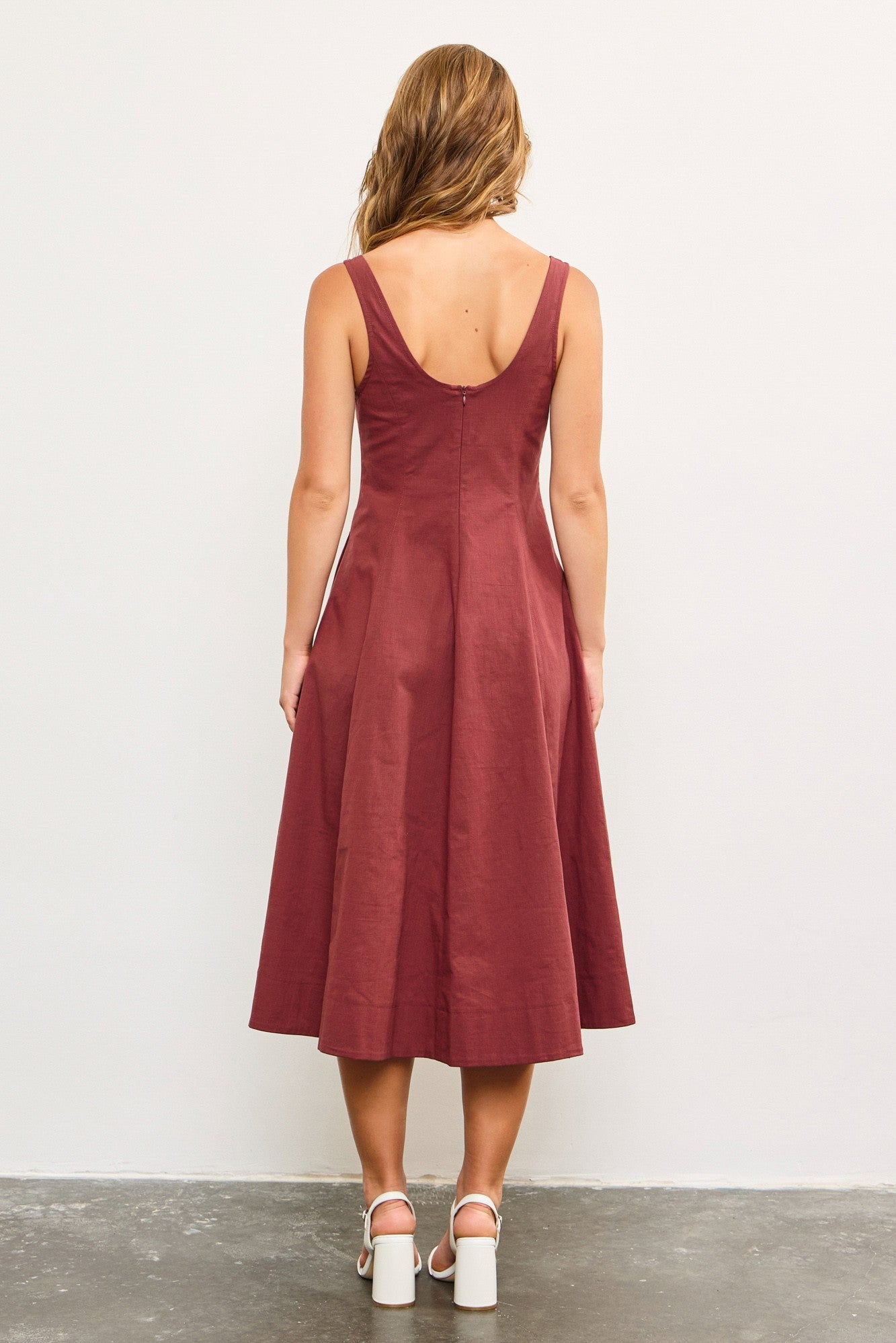 MS A-LINE POPLIN MIDI DRESS