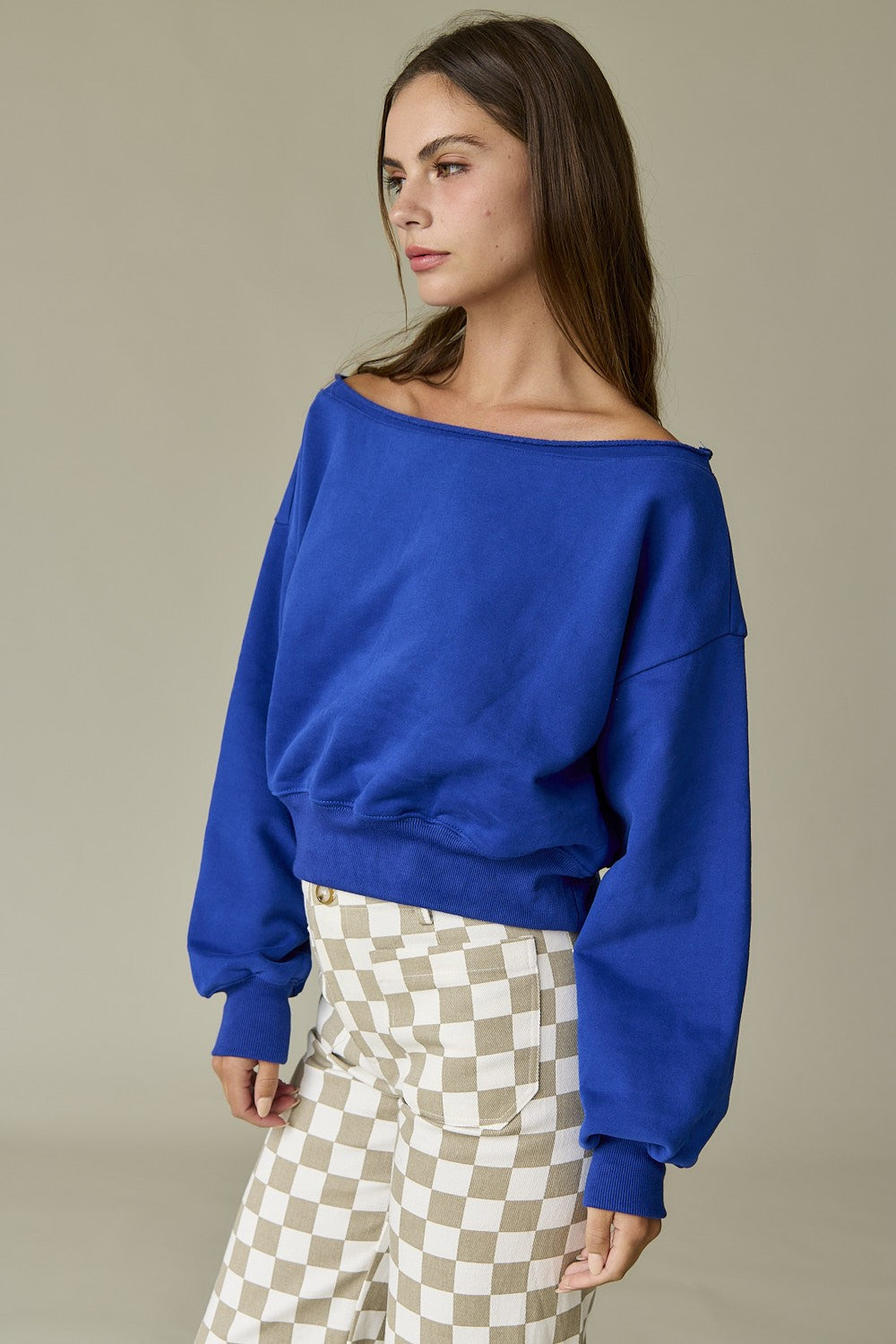 Alina Off Shoulder Cropped Sweatshirt