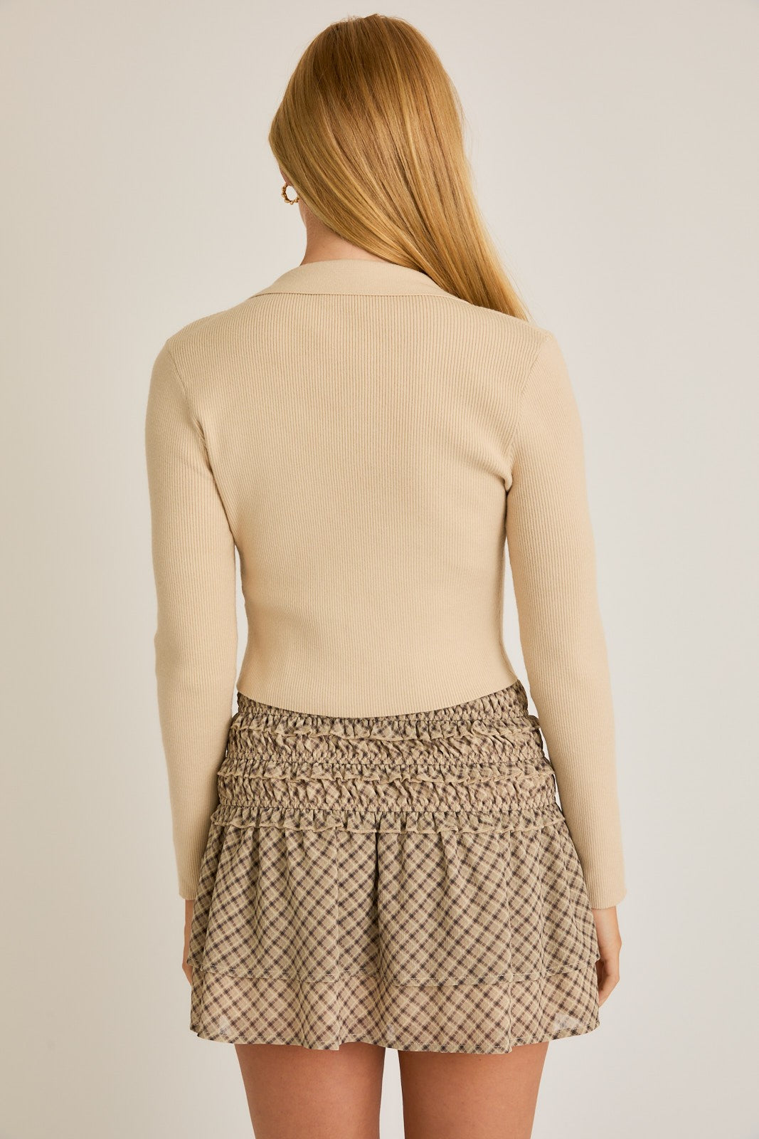 Sela Collared Rib Sweater Top