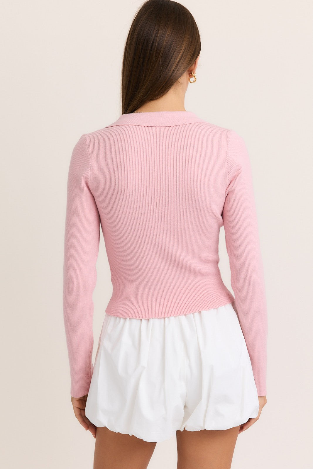 Sela Collared Rib Sweater Top