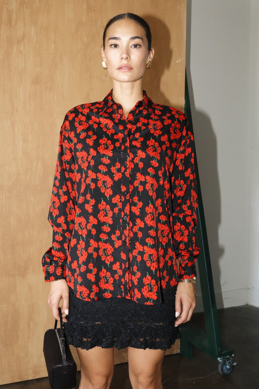 FLORA PRINT LONG SLEEVE BUTTON UP SHIRT