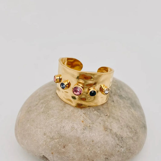 Colorful 18K Gold Plated Wide Ring