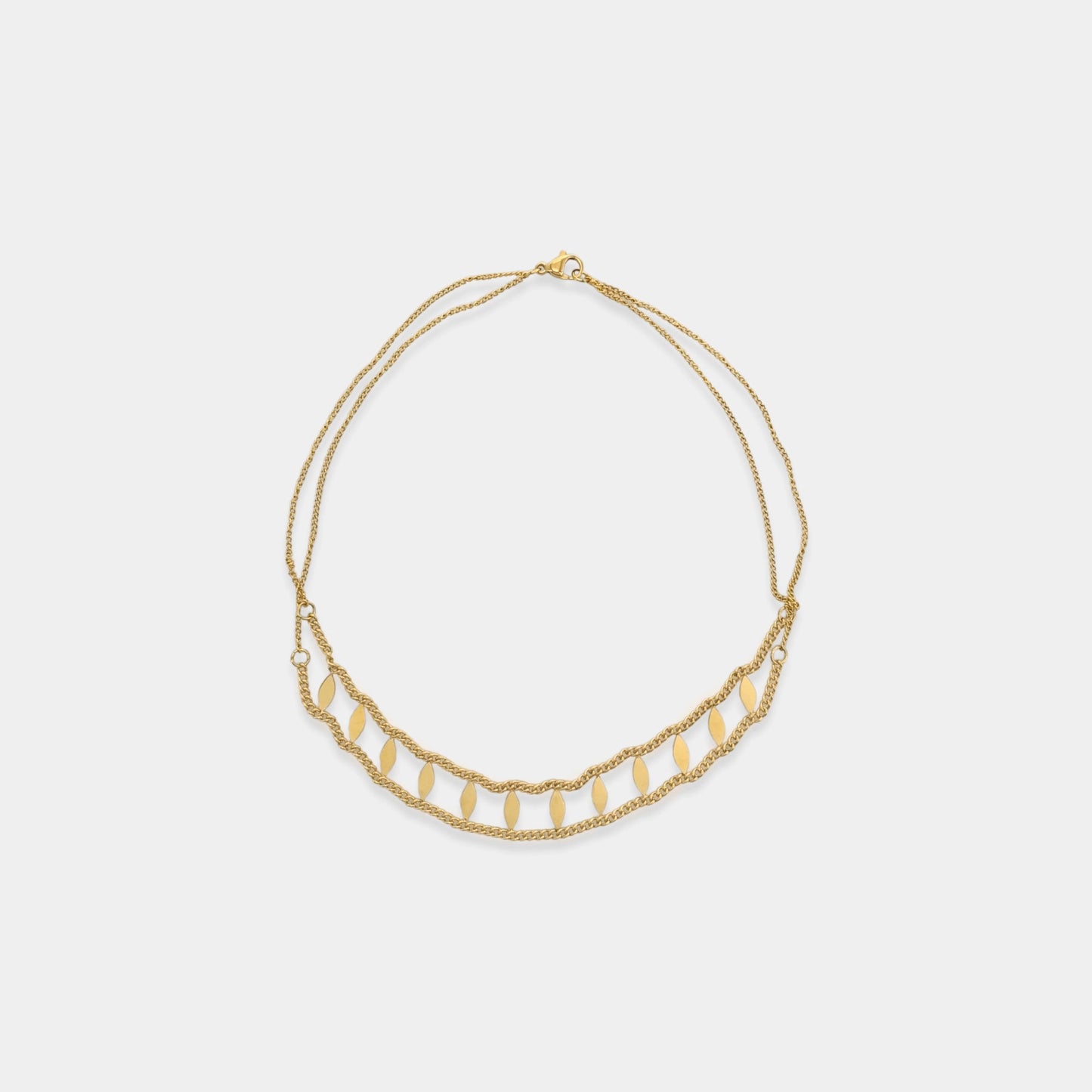18K Gold Plated Almond Chain Choker Necklace