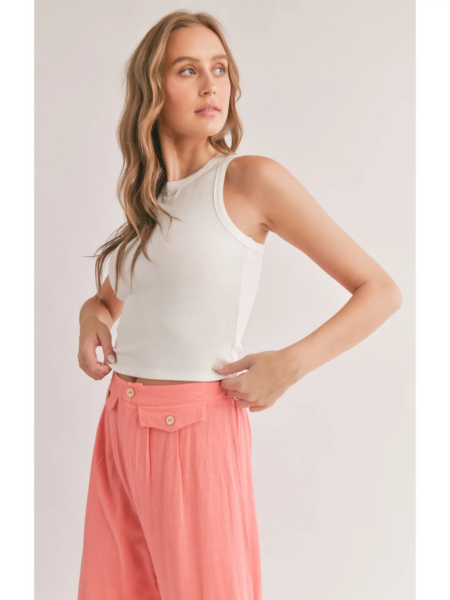 Sadie & Sage Marshmallow Racerback Crop Tank