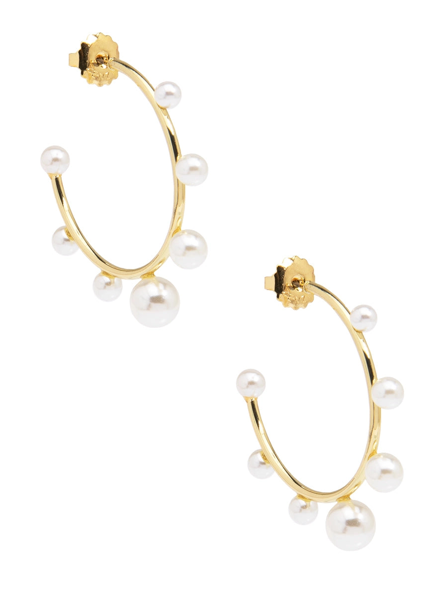 Zenzii Small Decorative Pearl Hoop Earring