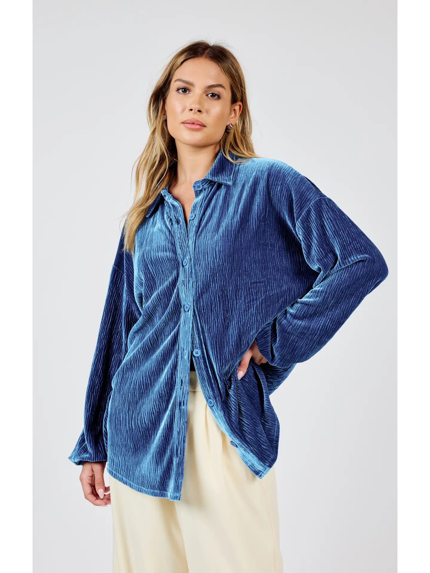 Sadie & Sage Lorelai Button Up Velvet Top