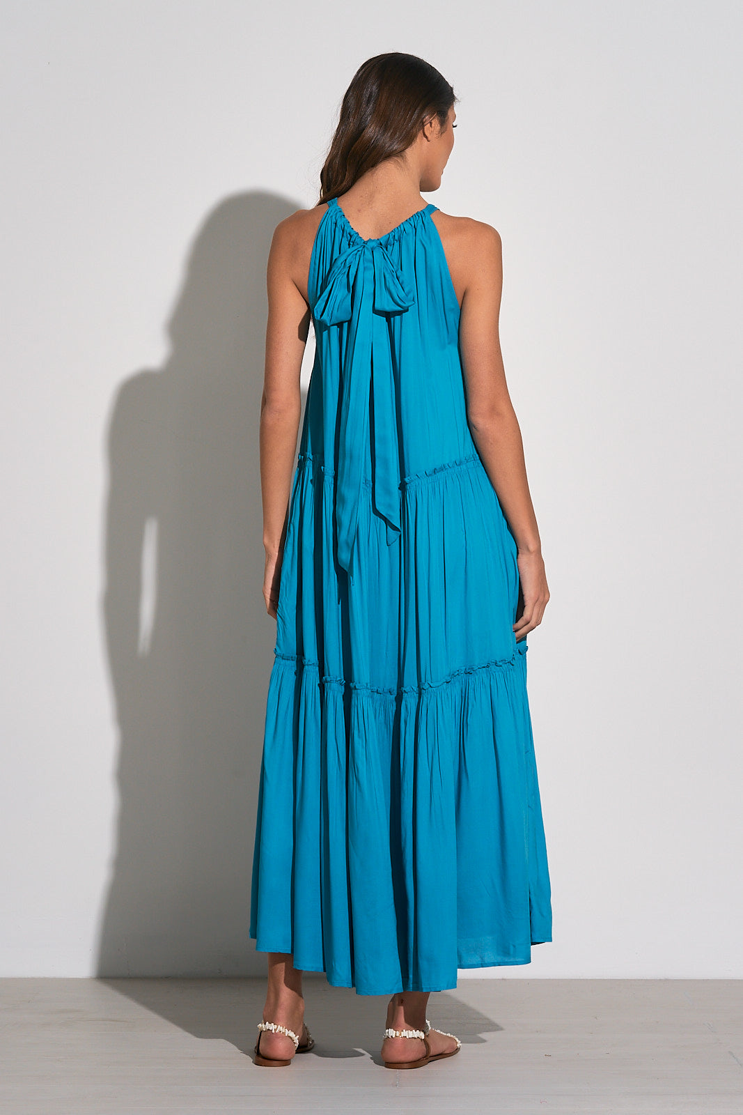 Elan High Neck Tiered Maxi Dress