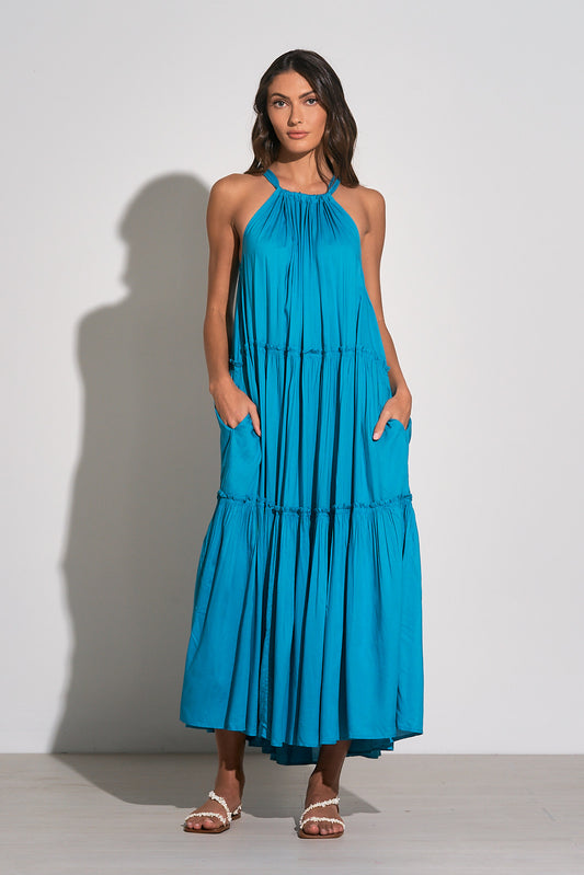 Elan High Neck Tiered Maxi Dress