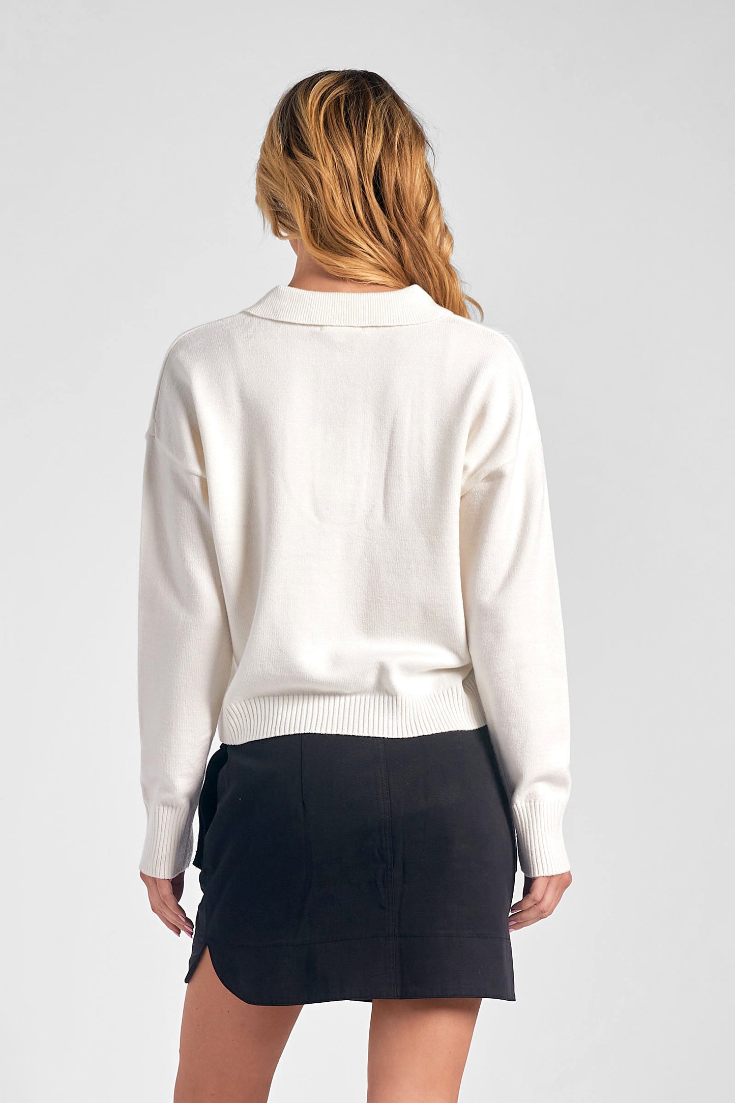 Elan Gabriela Collar V-Neck Sweater