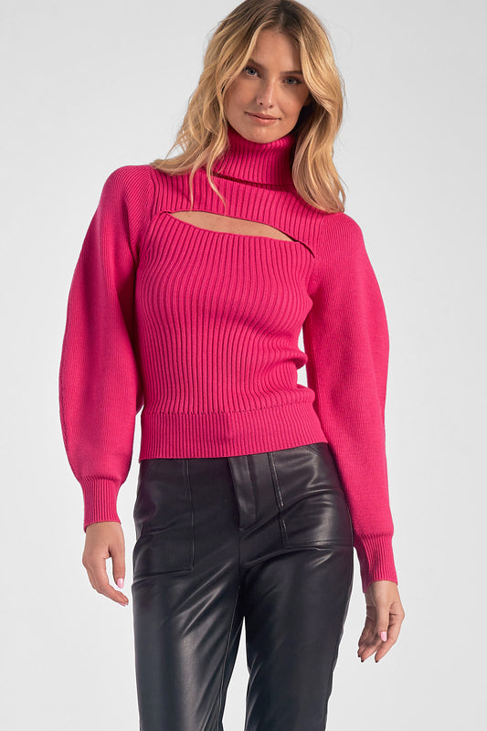 Elan Melrose Cut Out Sweater Top