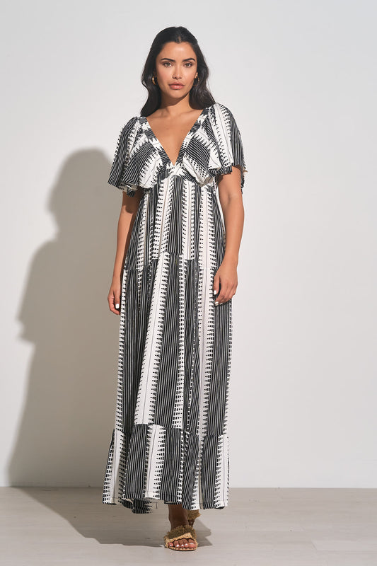 Elan Priscilla V-Neck Short Sleeve Maxi Dress