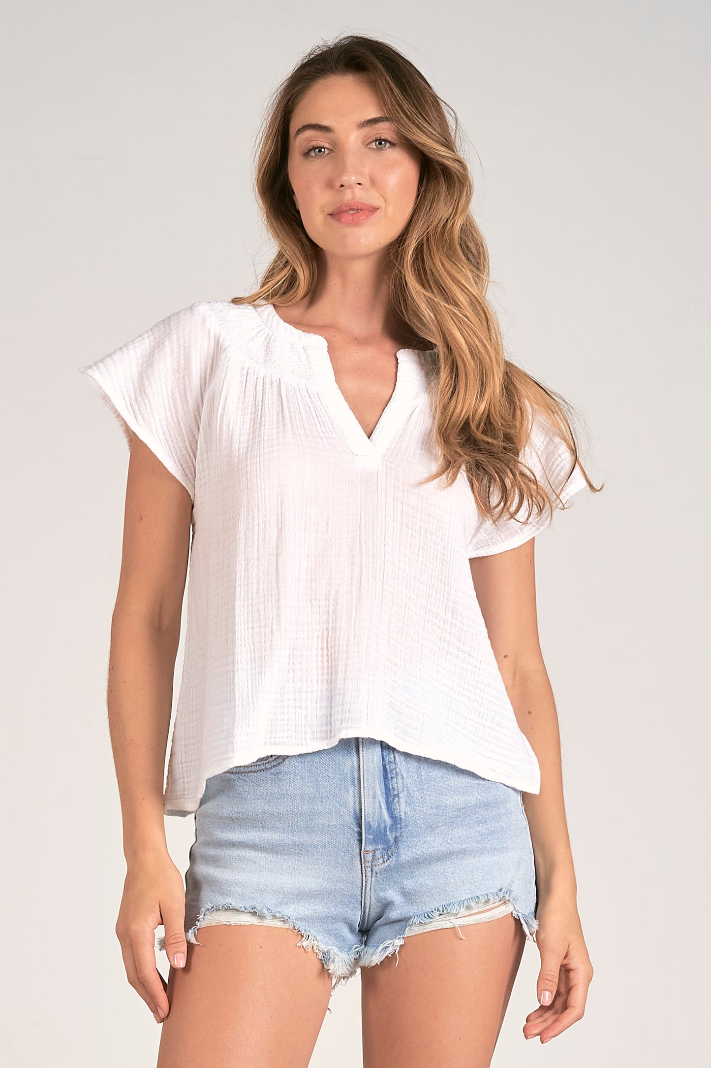 Elan Short Sleeve V-Neck Top