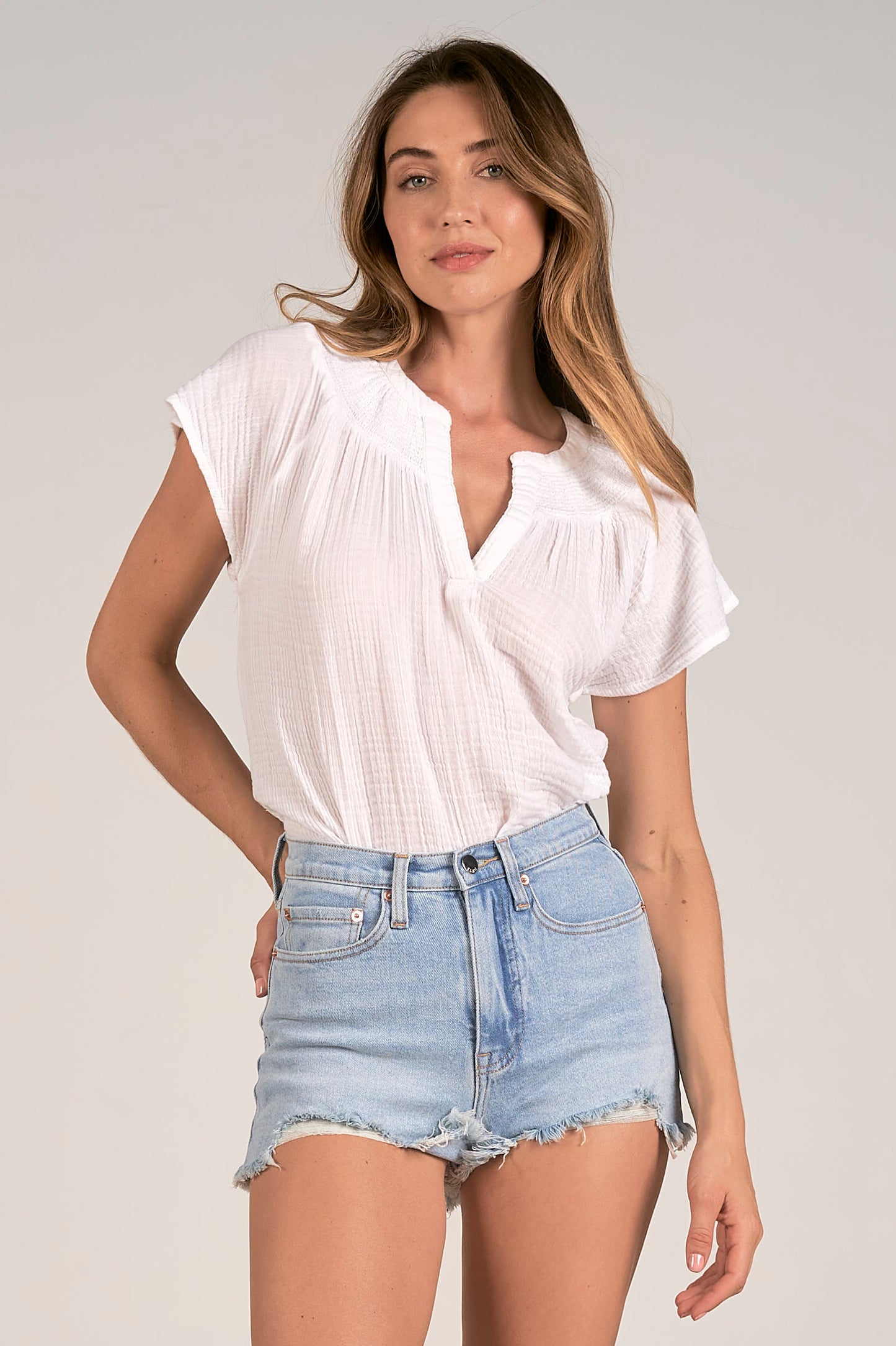 Elan Short Sleeve V-Neck Top