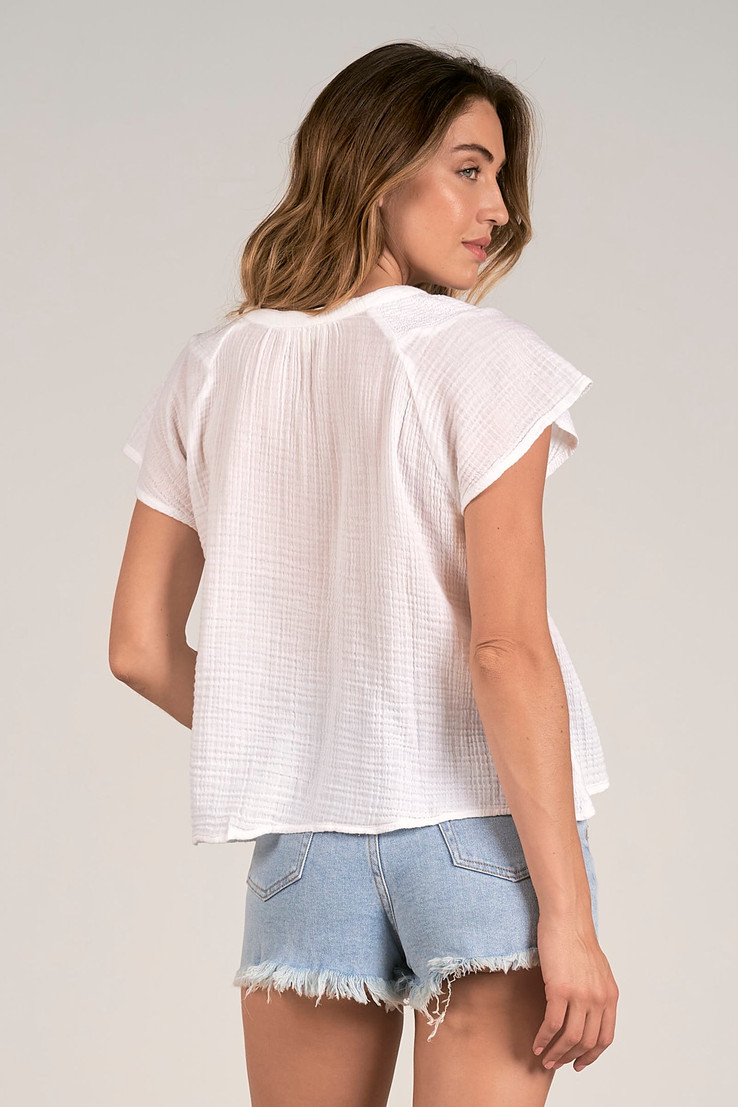 Elan Short Sleeve V-Neck Top