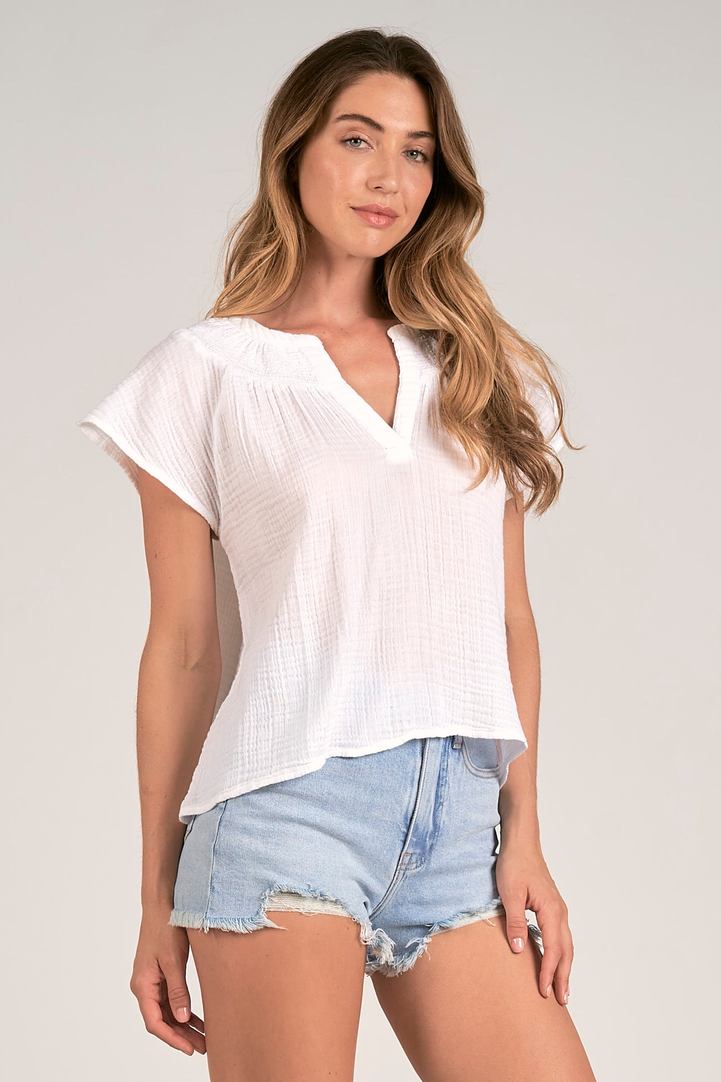 Elan Short Sleeve V-Neck Top