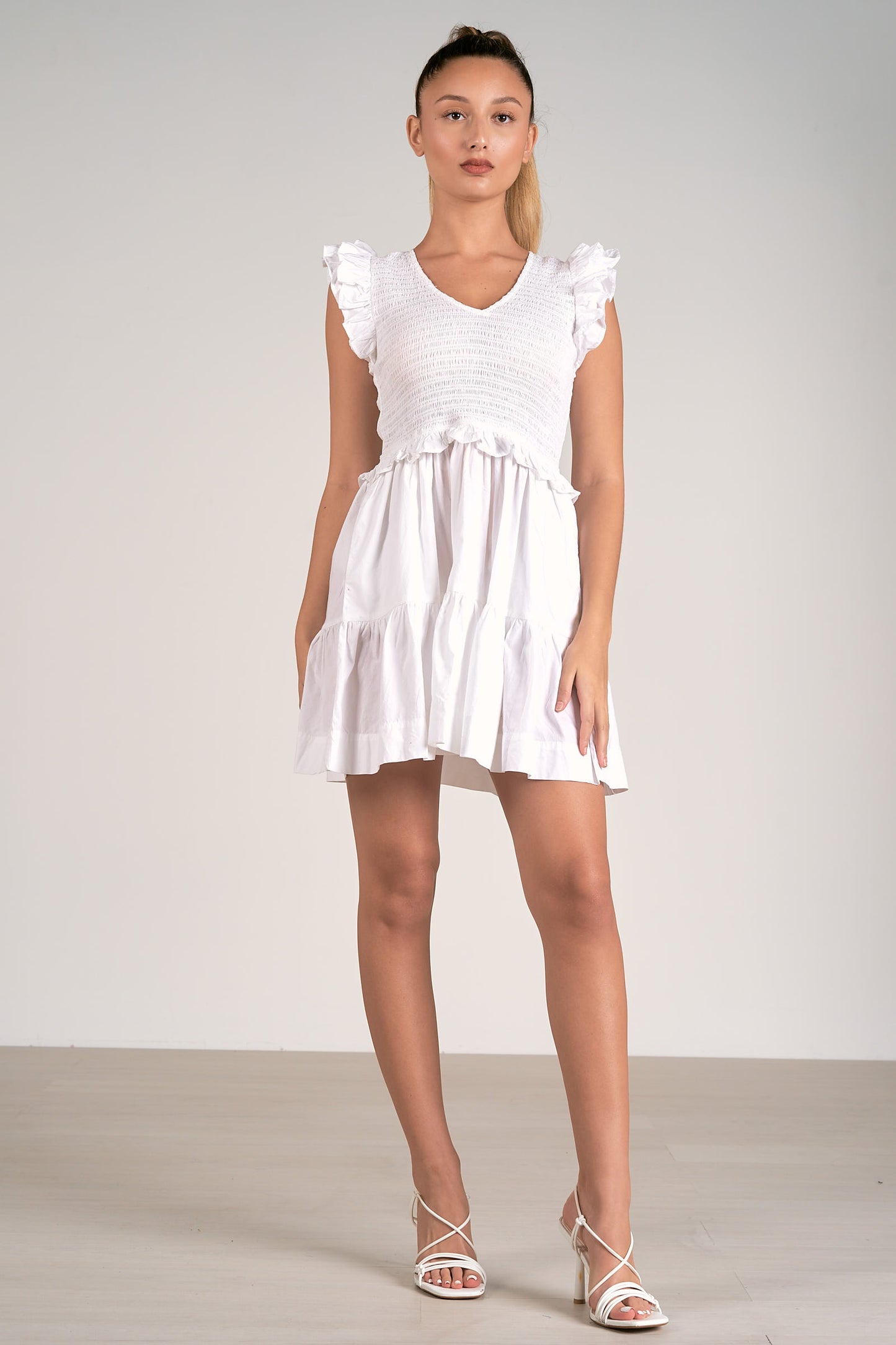 Elan Ruffle Sleeve Dress