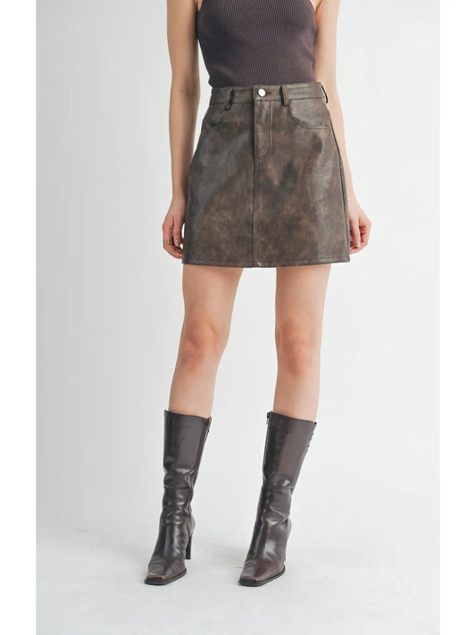 Sage the Label Rebel Vegan Leather Mini Skirt