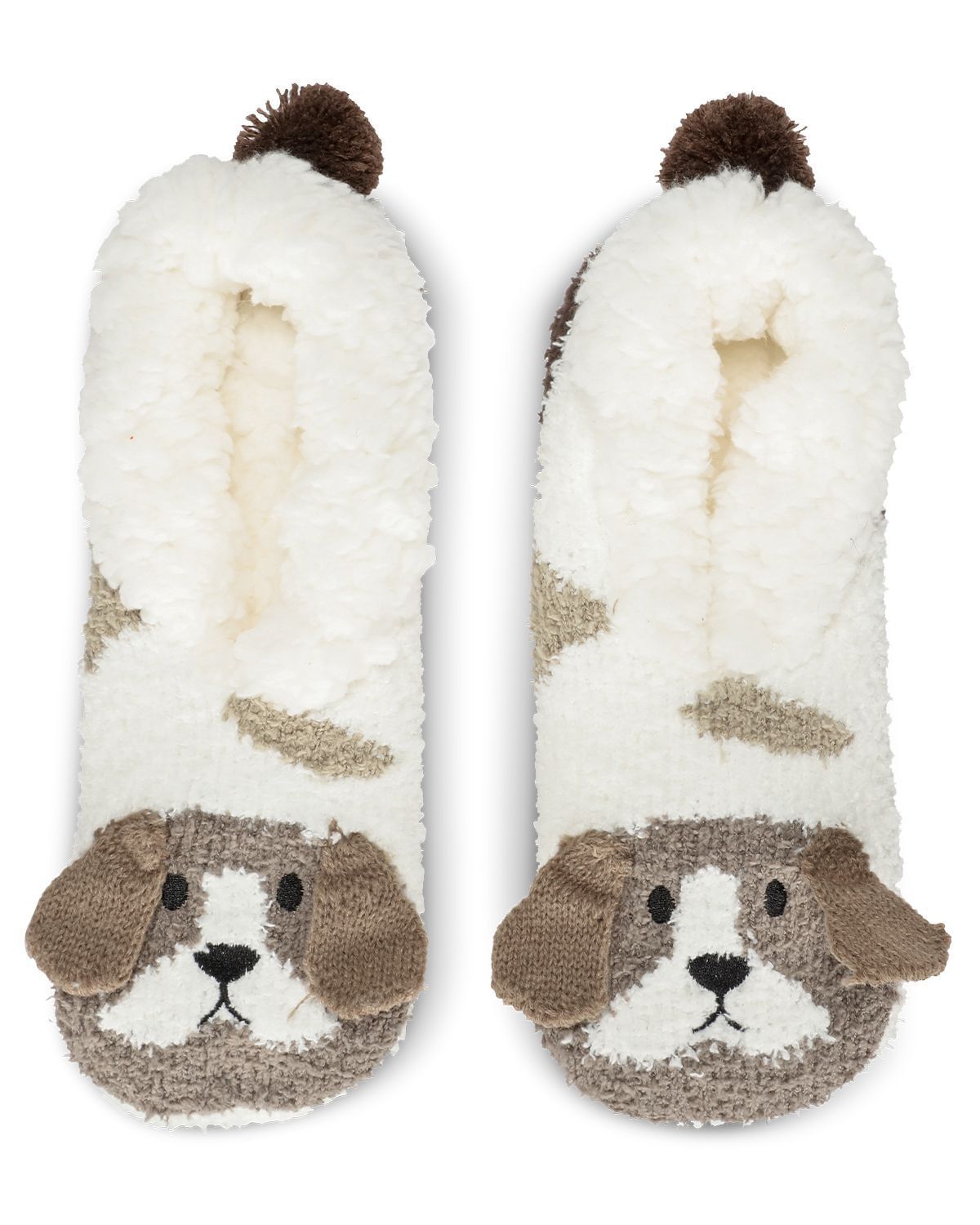 Puppy Embellished Plush Lined Slippers