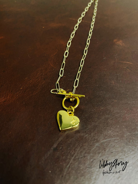 LS Upcycled LV 18kt Gold Filled Heart Necklace