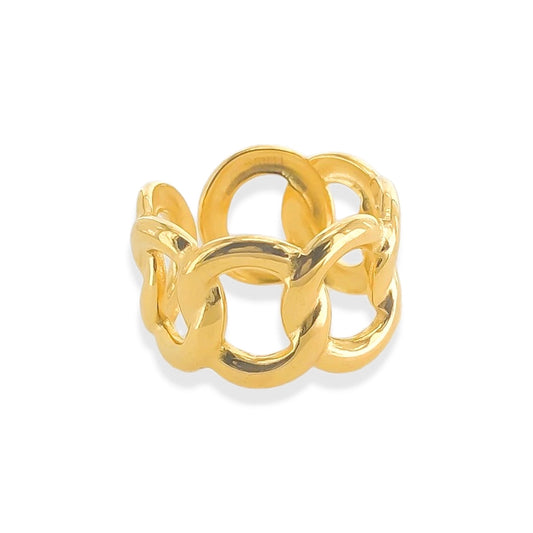 Connection Round Chain Gold Plated Ring