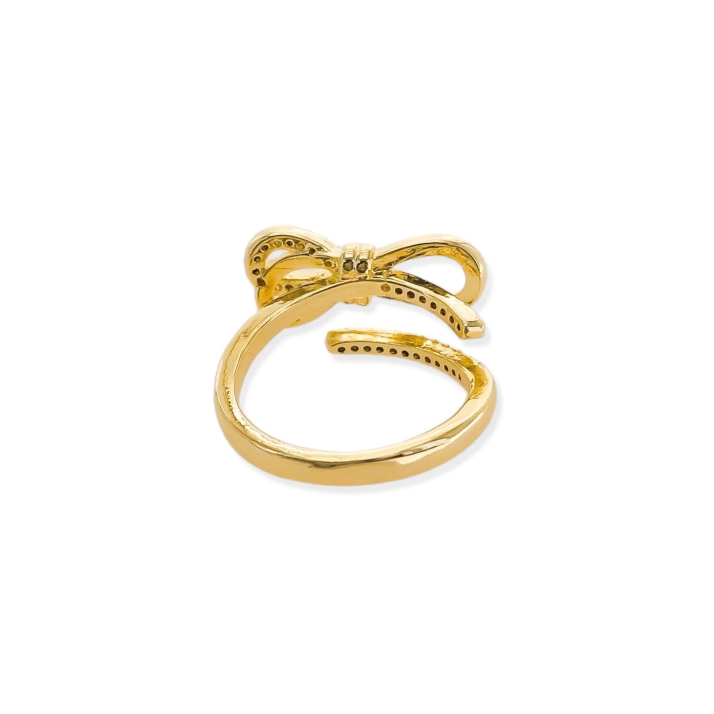 Sparkling Gold Plated Bow Ring