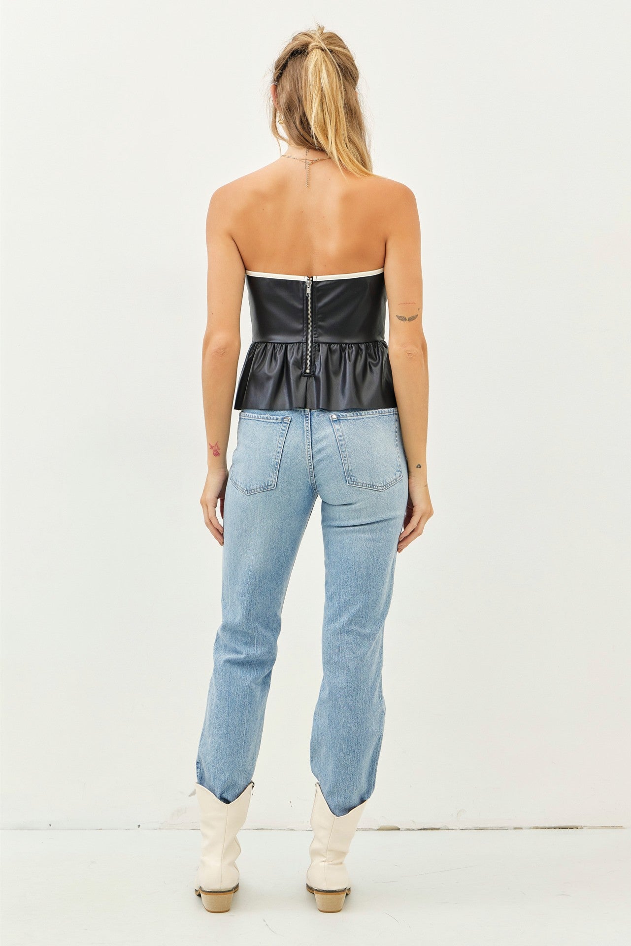 Faux Leather Sweetheart Tube Top