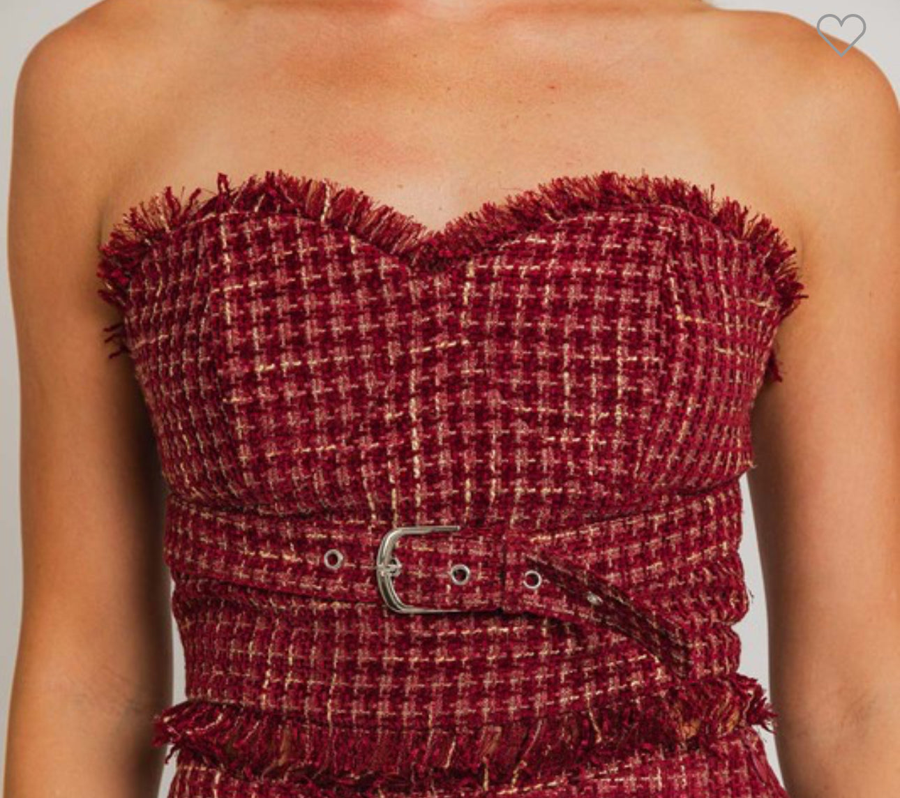 TWEED STRAPLESS TOP