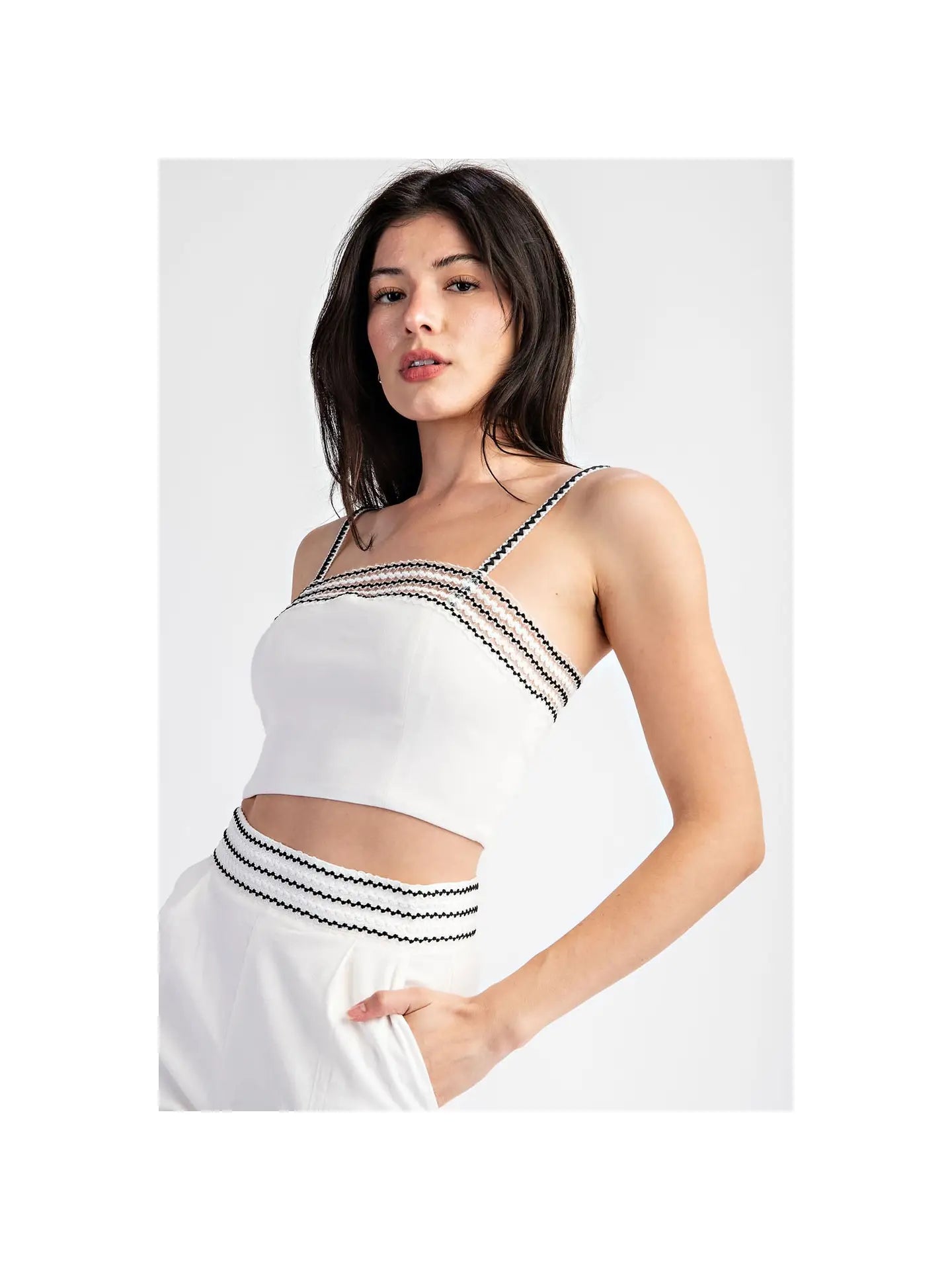 Two Tone Woven Crop Top