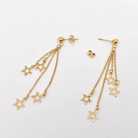 Hollow Star Pendant Tassel Earring