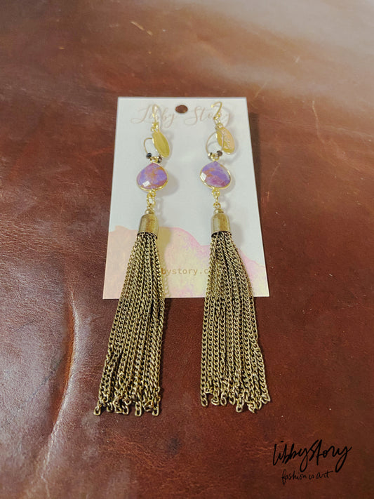 LS Upcycled Tear Drops Chain Fringe Earring