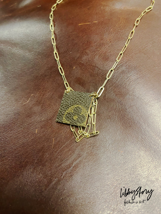 LS Upcycled LV Patch 18kt. Gold Plated Brass Necklace