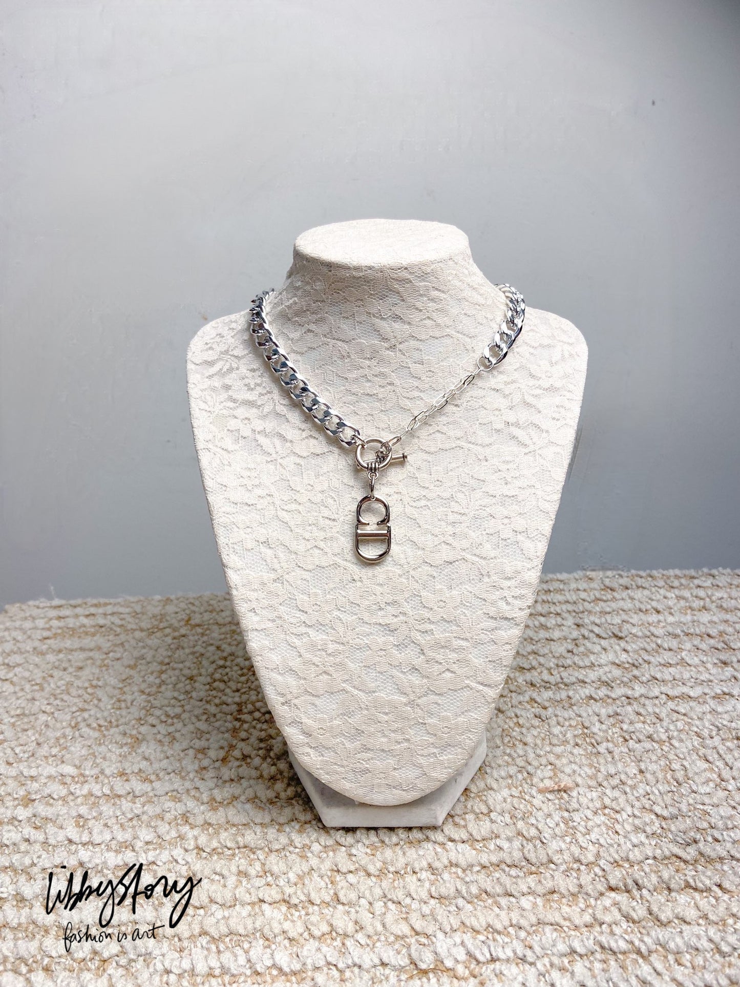 LS Upcycled Vintage CD Silver Plated Chain Necklace