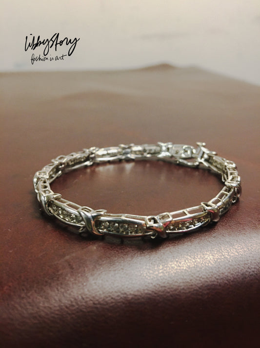 LS Upcycled Rhinestone Metal Bracelet