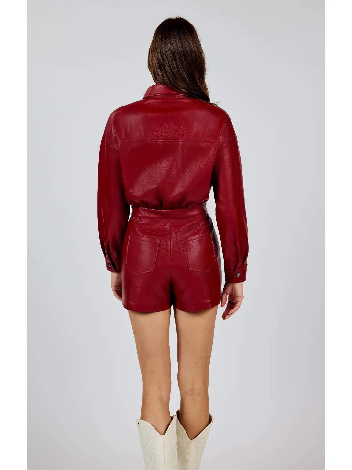 Sadie & Sage Night Vision Faux Leather Romper