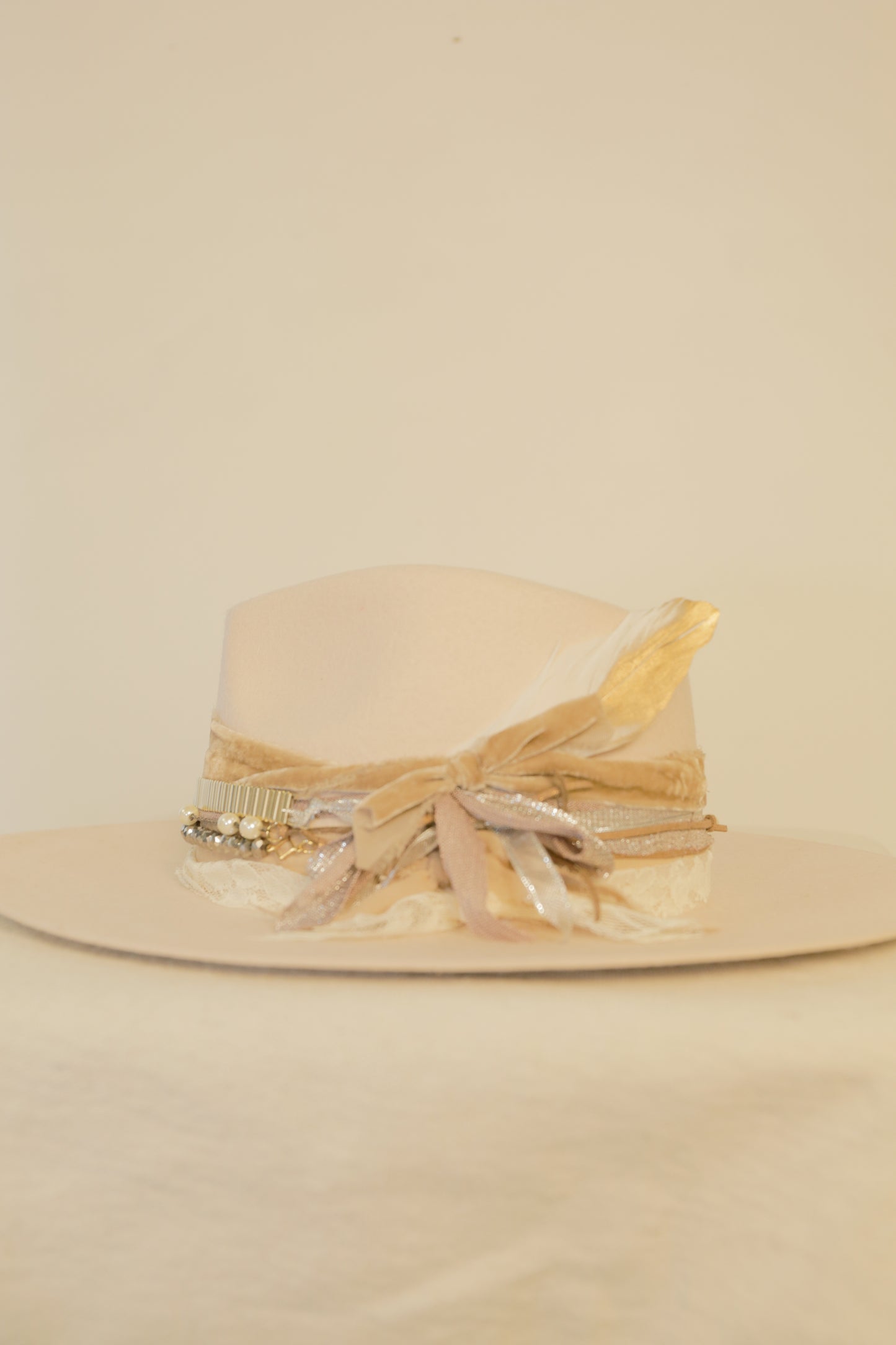 OOAK Vintage Watch & Pearl Wool Hat