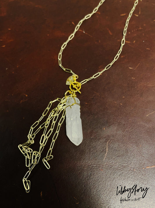 LS Upcycled Crystal Point Nugget 18kt Gold Plated Necklace