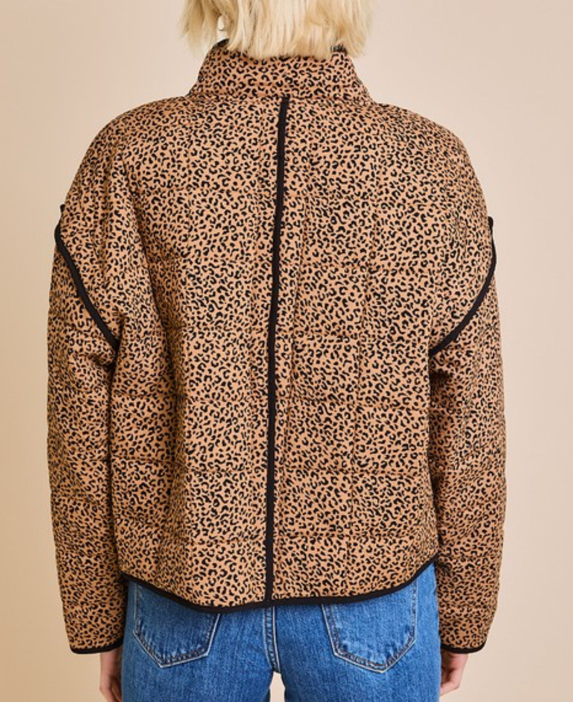 LEOPARD PRINT QUILTED JACKET