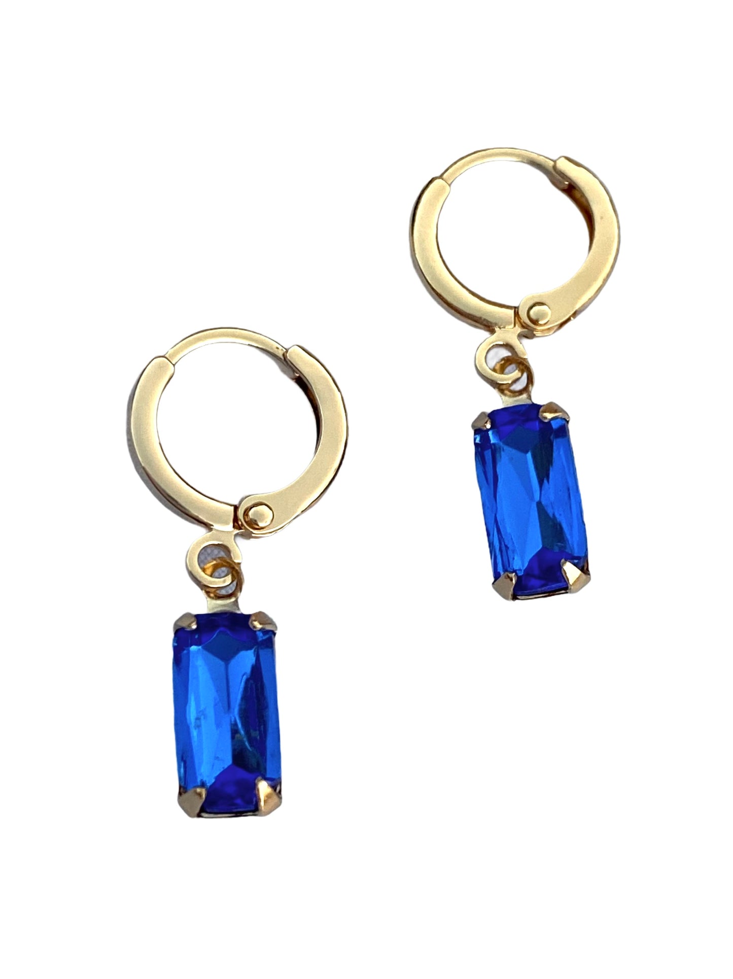 Farrah B Blue Baguette Gem Huggie Earring