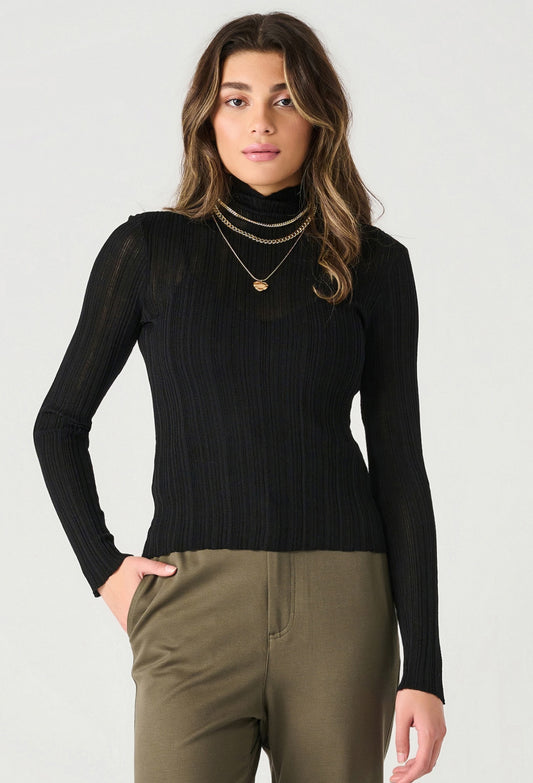 DEX MOCK NECK RIBBED TOP