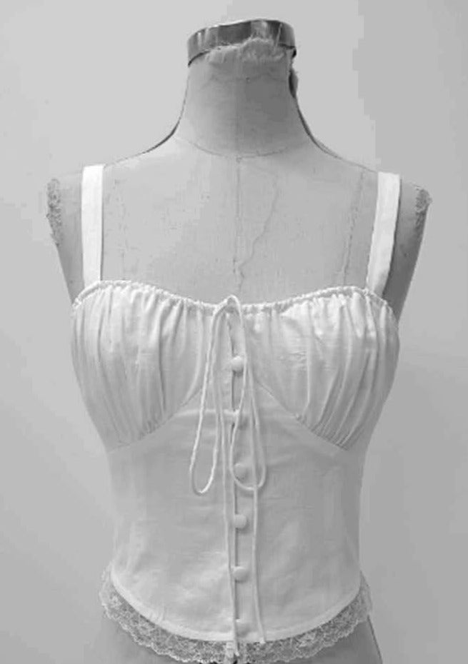 Josie Button Lace Trim Tank