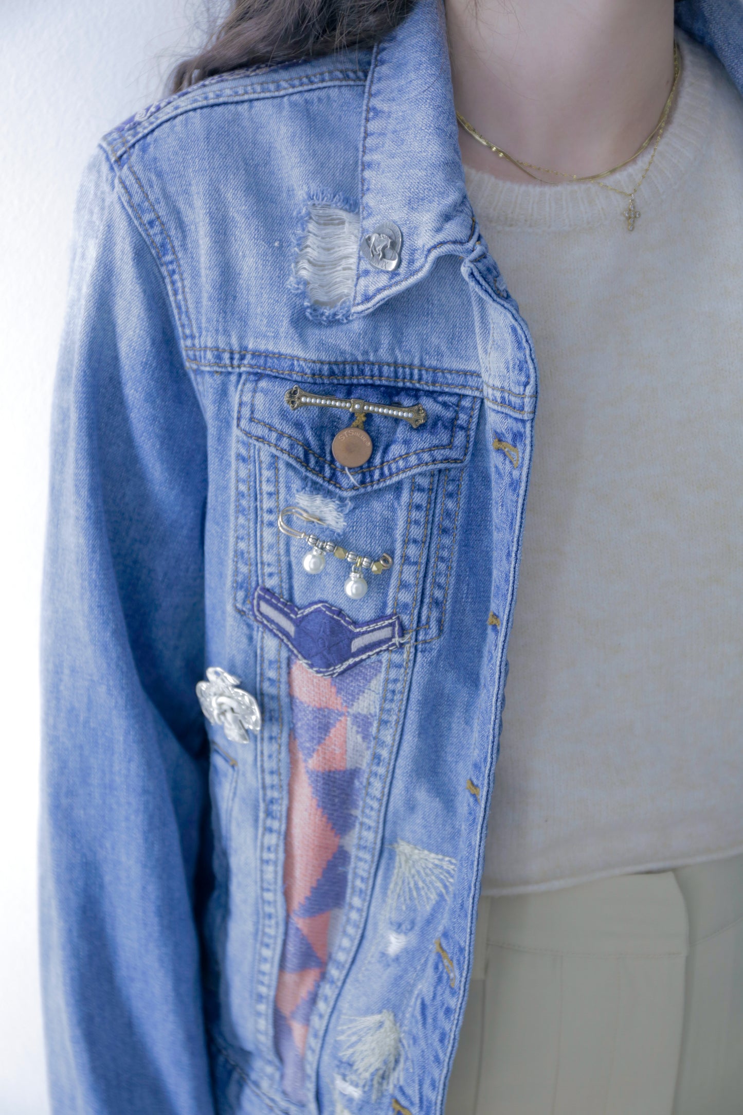 Libby Story Vintage Fabric Denim Jacket